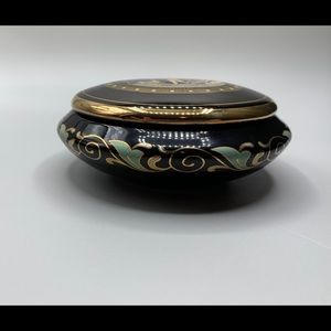 Grecian Jewelry/trinket box black w/gold accents.